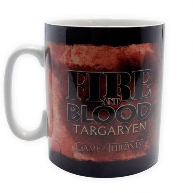 GAME OF THRONES - Bögre + Kulcstartó + Kitűzők - Targaryen (460ml) - Abystyle Ajándéktárgyak