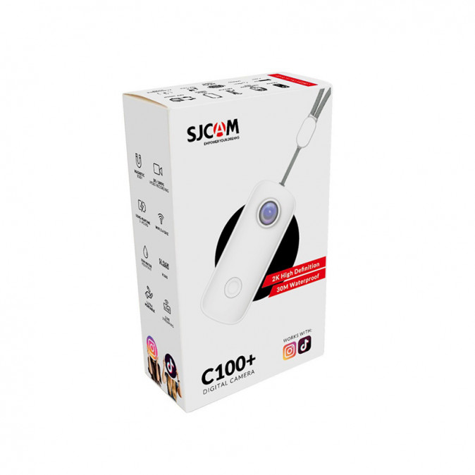 SJCAM Pocket Action Camera C100+, White, WIFI, 4K, 15MP mágneses kisméret, vízálló tokkal, H.265, 30M-ig, képstabilizáló Fényképezőgépek, kamerák