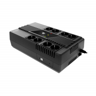 NJOY Szünetmentes Elosztósor  600VA - Token 600 (2x4 Schuko, line-interaktív, HID USB, túlfeszültség védett, fekete) PC