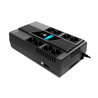 NJOY Szünetmentes Elosztósor  800VA - Token 800 (2x4 Schuko, line-interaktív,HID USB, LCD, túlfeszültség védett, fekete) PC