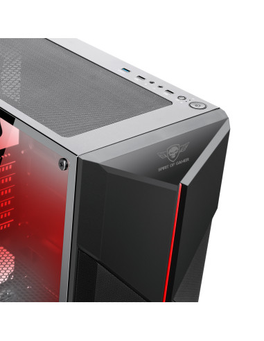 Spirit of Gamer Számítógépház - CLONE 3 RGB (fekete, ablakos, 8x12cm ventilátor, alsó táp,  ATX, 1xUSB3.0, 2xUSB2.0) PC