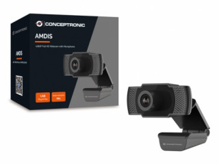 Conceptronic Webkamera - AMDIS01B (1920x1080 képpont, 2 Megapixel, 30 FPS, USB 2.0, univerzális csipesz, mikrofon) PC