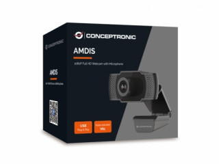 Conceptronic Webkamera - AMDIS01B (1920x1080 képpont, 2 Megapixel, 30 FPS, USB 2.0, univerzális csipesz, mikrofon) PC