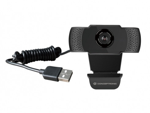 Conceptronic Webkamera - AMDIS01B (1920x1080 képpont, 2 Megapixel, 30 FPS, USB 2.0, univerzális csipesz, mikrofon) PC