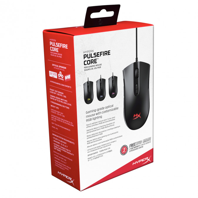Kingston HyperX Pulsefire Core Fekete Optikai gamer egér PC