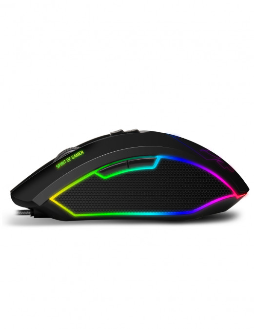 Spirit of Gamer Egér - ELITE-M40 (Optikai, 4000DPI, 7 gomb, programozható RGB, harisnyázott kábel, fekete) PC