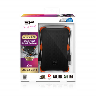 Silicon Power Armor A30 2TB Fekete [2.5"/USB3.0] PC