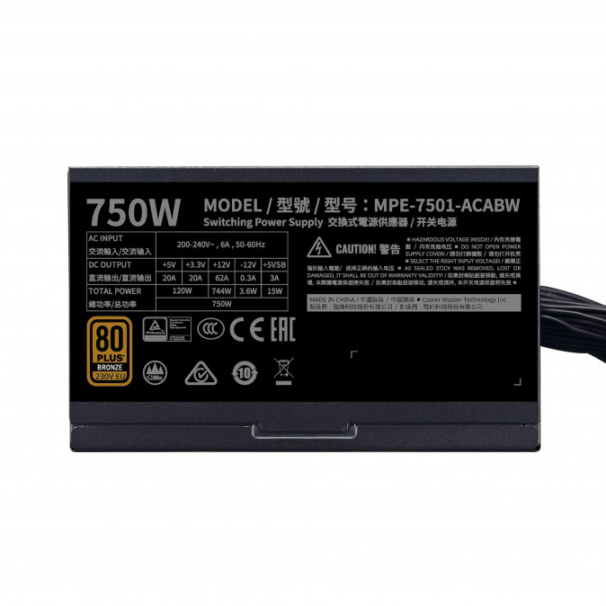 Cooler Master MWE 750W Bronze 230V V2 80+ PC