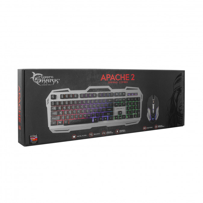 White Shark APACHE-2 billentyűzet USB QWERTZ Magyar Fekete, Szürke PC