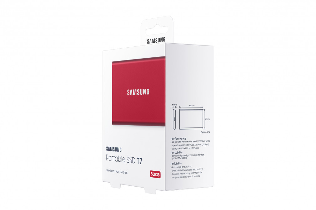 Samsung Portable SSD T7 500 GB Vörös PC