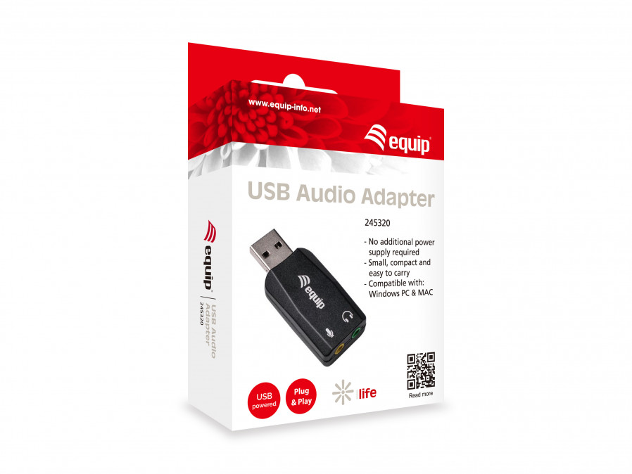 Equip-Life Kábel Átalakító - 245320 (USB bemenet - 3,5mm jack audio + mikrofon kimenet) PC