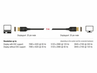 DeLock DisplayPort cable 8K 60 Hz 2m DP 8K certified PC