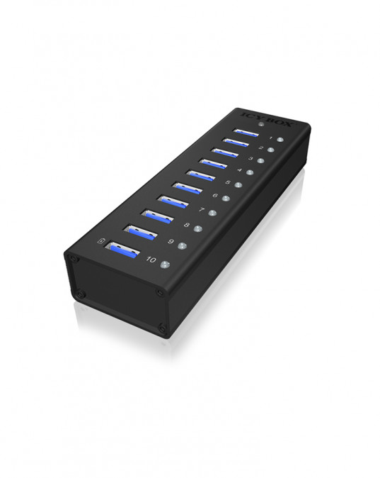 HUB Raidsonic 10-port + USB töltő port 5V, 2.4A [USB3.0, Külső táp] PC