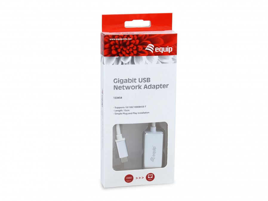 Equip Átalakító - 133454 (USB Type-C -> RJ45 átalakító, apa/anya (10/100/1000Mbit/s)) PC