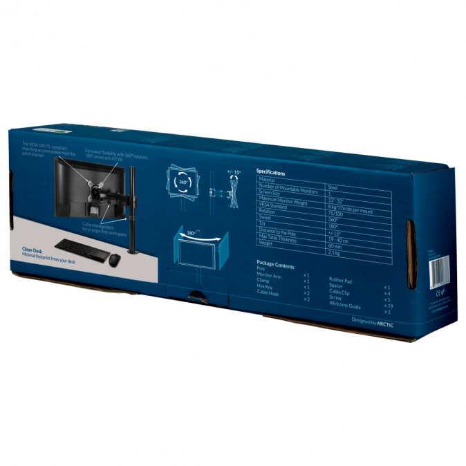 Arctic Z1 Basic monitorállvány - Fekete TV