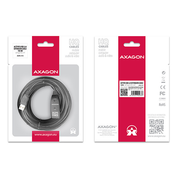 AXAGON ADR-210 USB Repeater cable 10m Black PC