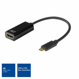 ACT AC7305 video átalakító kábel 0,15 M USB C-típus HDMI A-típus (Standard) Fekete PC