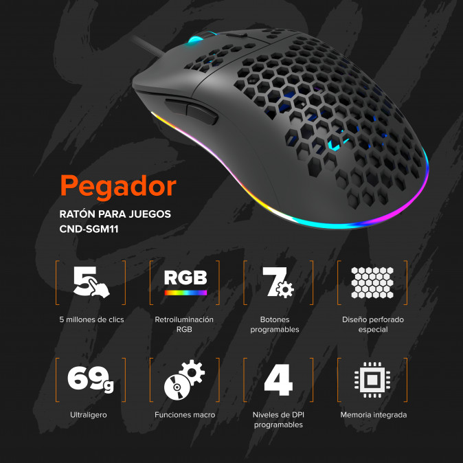 Canyon Puncher egér Jobbkezes USB A típus Optikai 3200 DPI (CND-SGM11B) PC