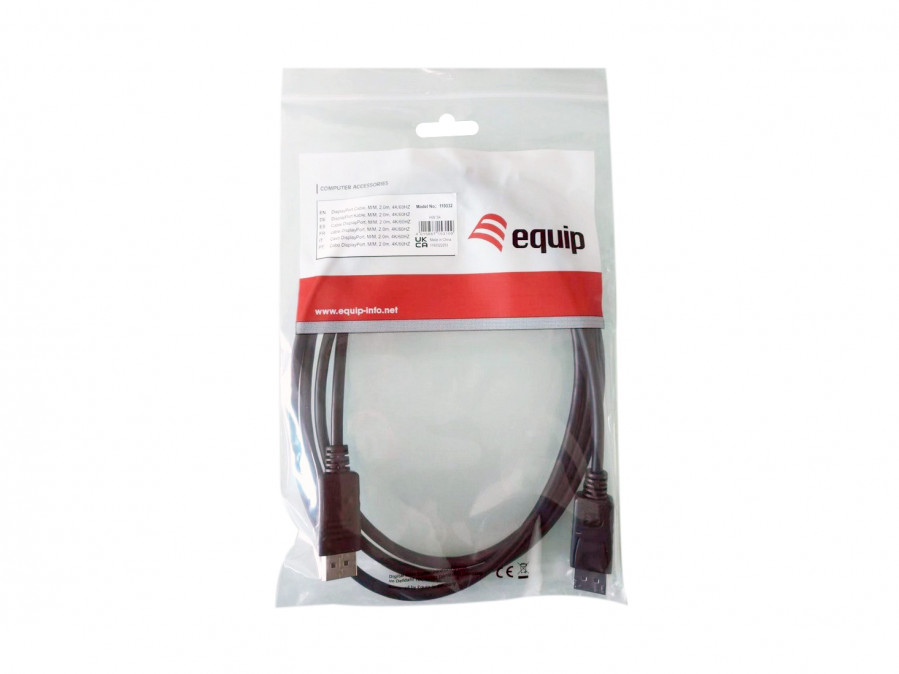 Equip Kábel - 119332 (DisplayPort1.2 kábel, 4K/30Hz, apa/apa, 2m) PC