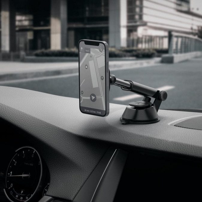 Spigen OneTap ITS35 Magsafe mágneses tapadókorongos autós tartó műszerfalra, fekete Mobil