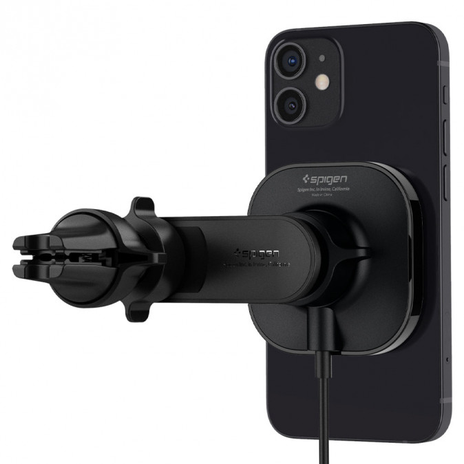 Spigen OneTap Pro ITS12W mágneses Magsafe autós tartó vezeték nélküli gyorstöltővel, szellőzőrácshoz Mobil