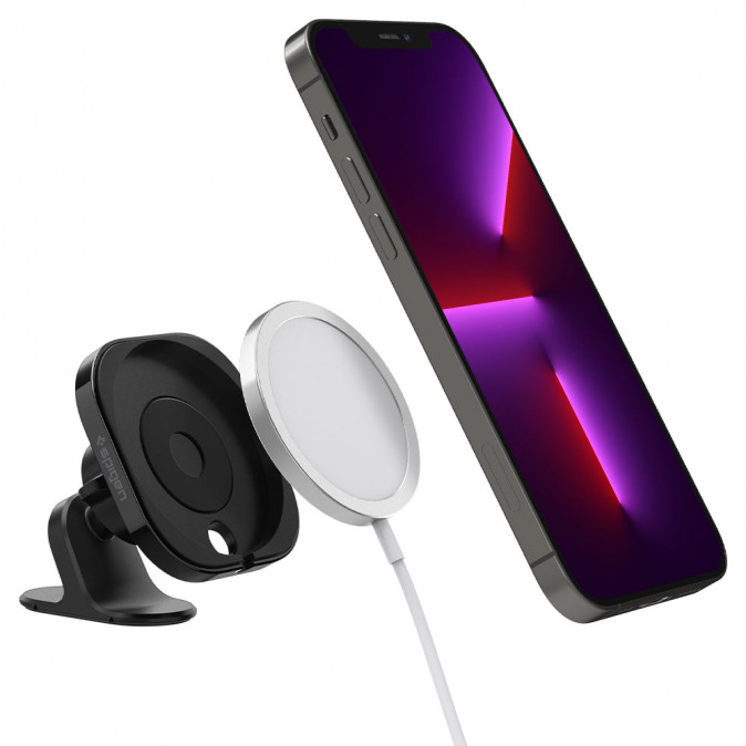 Spigen MagFit MagSafe autós tartó műszerfalra, fekete Mobil