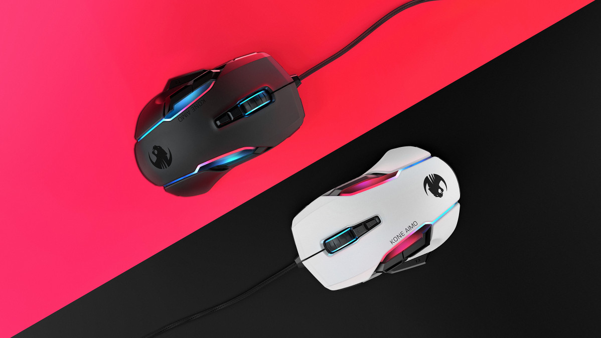 Roccat Kone Aimo, 16K DPI Gaming Egér, Fekete PC