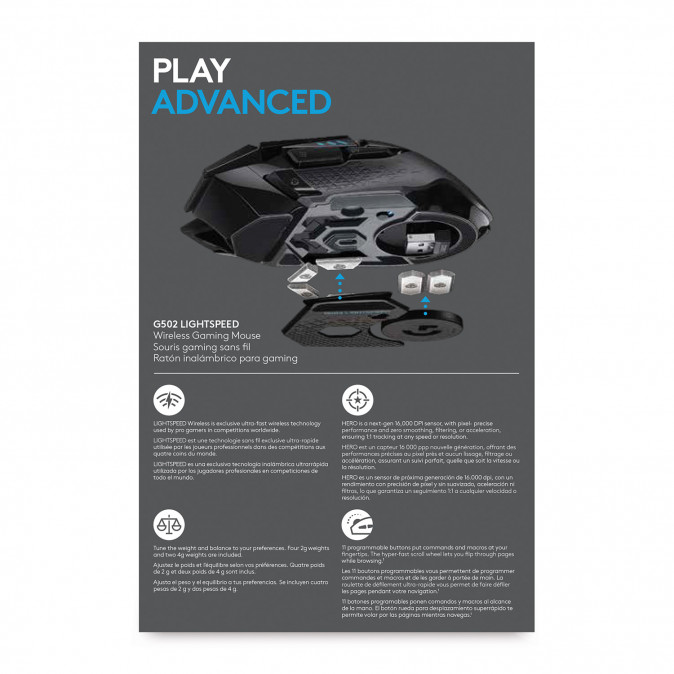 Logitech G502 LIGHTSPEED Vezeték nélküli Gaming Egér PC
