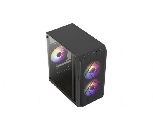 Számítógépház Aerocool CS-107 Mesh FRGB mATX Fekete Acryl üveg PC