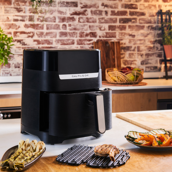 Tefal EY505815 Easy Fry&Grill 2 az 1-ben fekete forrólevegős sütő Otthon