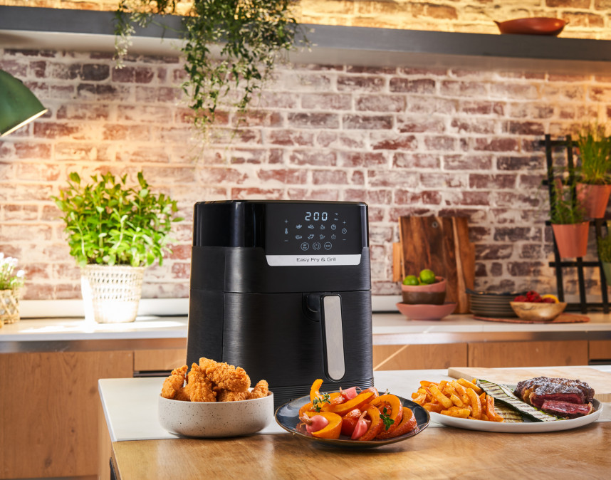 Tefal EY505815 Easy Fry&Grill 2 az 1-ben fekete forrólevegős sütő Otthon