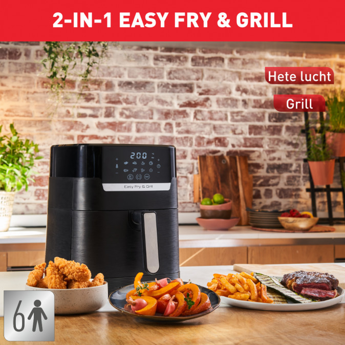 Tefal EY505815 Easy Fry&Grill 2 az 1-ben fekete forrólevegős sütő Otthon