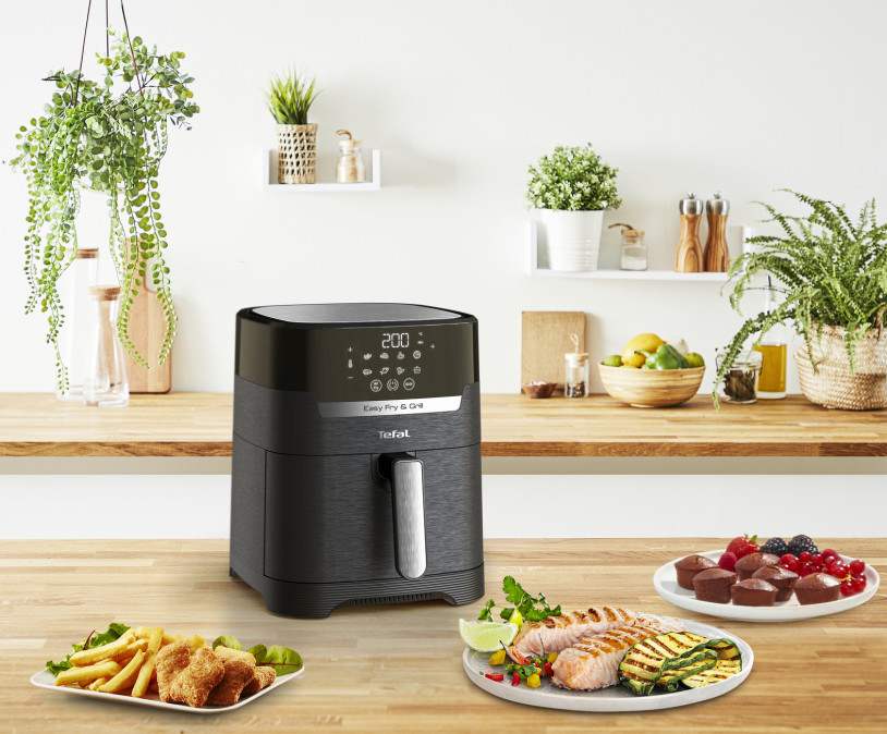 Tefal EY505815 Easy Fry&Grill 2 az 1-ben fekete forrólevegős sütő Otthon