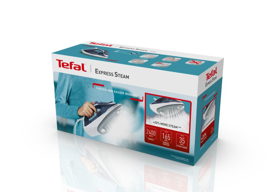 Tefal FV2837E0 Express Steam sötétkék-fehér gőzölős vasaló Otthon