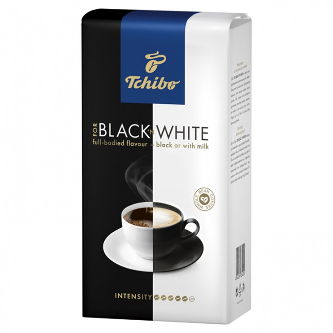 Tchibo Black & White szemes, pörkölt kávé 1000 g Otthon