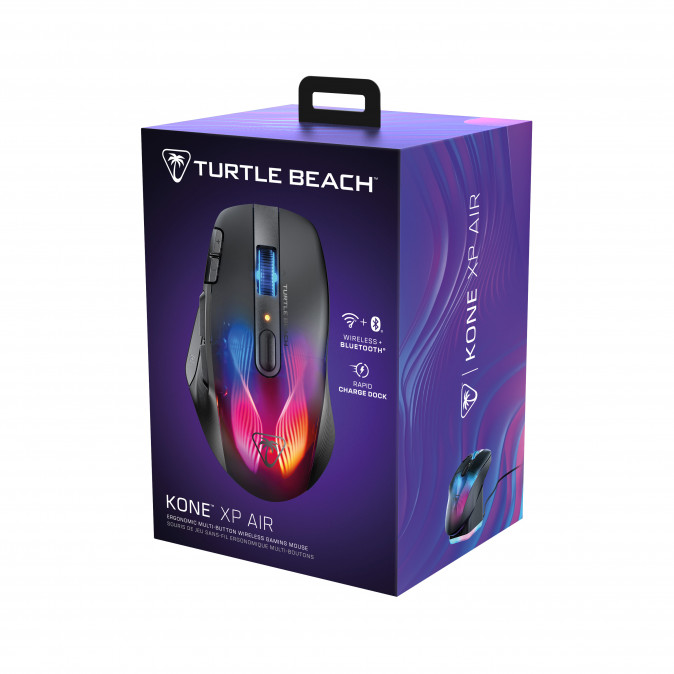 Turtle Beach Bundle - KONE XP AIR vezeték nélküli gaming egér  + Rapid RGB töltőállomás - Fekete (TBM-1101-05) PC