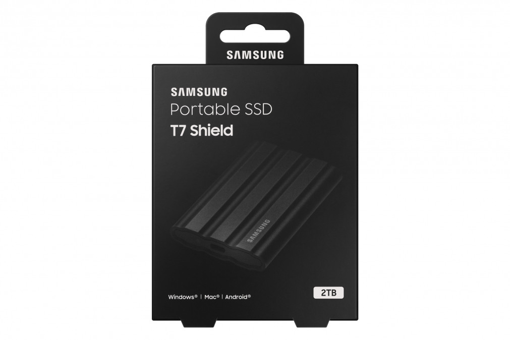 SAMSUNG Hordozható SSD T7 Shield, USB 3.2 Gen.2 (10Gbps), 2TB, Fekete PC