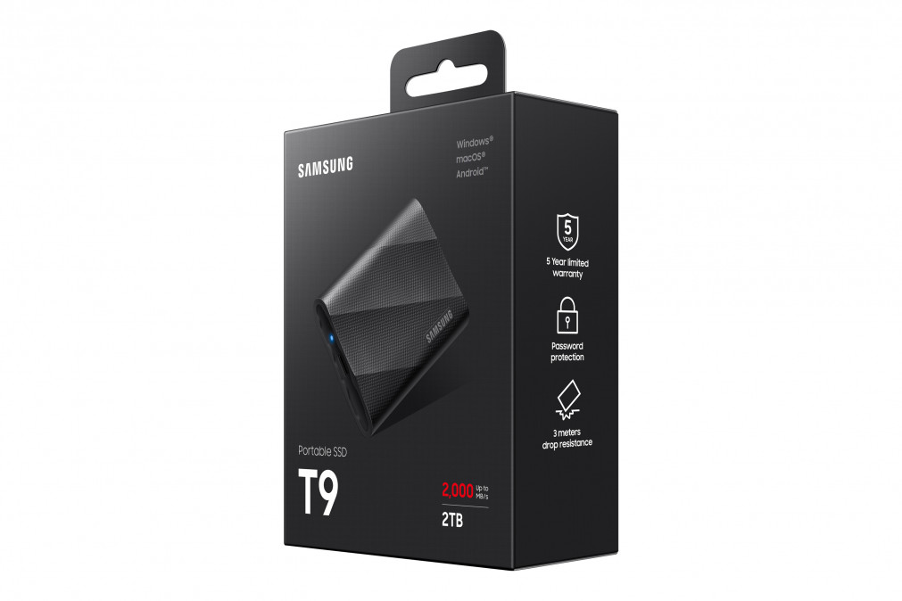 SAMSUNG Portable SSD T9 USB 3.2 Gen 2x2 2TB, Black PC