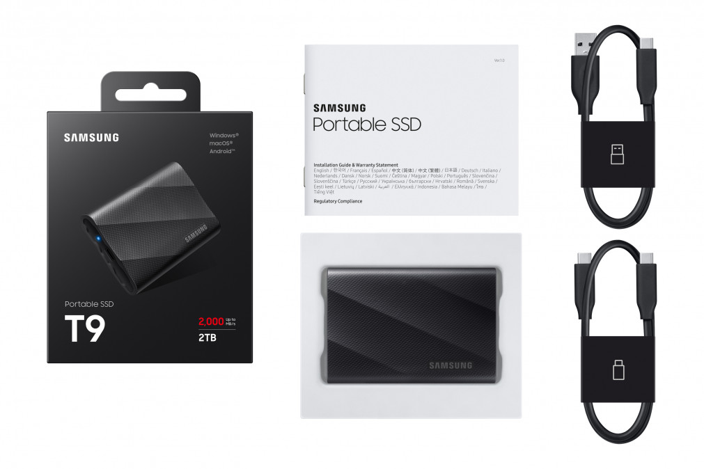 SAMSUNG Portable SSD T9 USB 3.2 Gen 2x2 2TB, Black PC