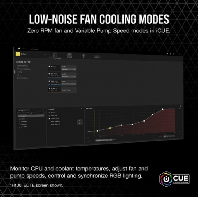 CORSAIR CPU hűtő iCUE H100i RGB ELITE (vízhűtés), 2 Ventilátoros, LGA1700 támogatással, fekete PC