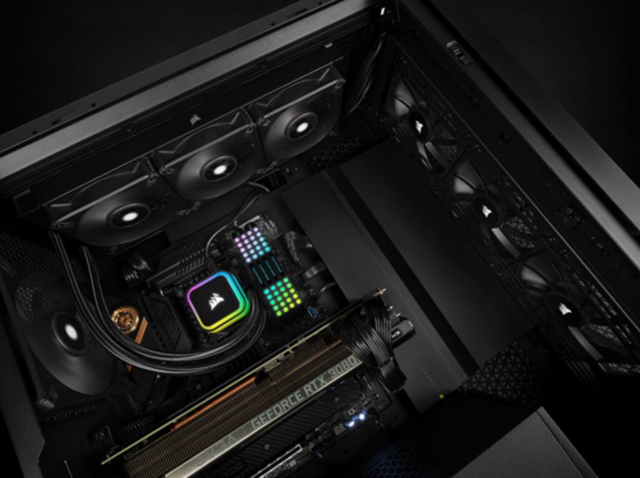 CORSAIR CPU hűtő iCUE H100i RGB ELITE (vízhűtés), 2 Ventilátoros, LGA1700 támogatással, fekete PC