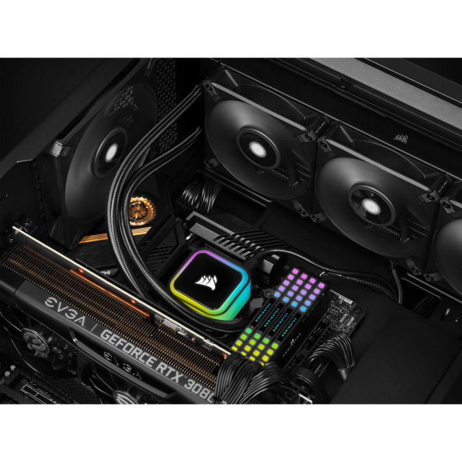 CORSAIR CPU hűtő iCUE H150i RGB ELITE (vízhűtés), 3 Ventilátoros, LGA1700 támogatással. fekete PC