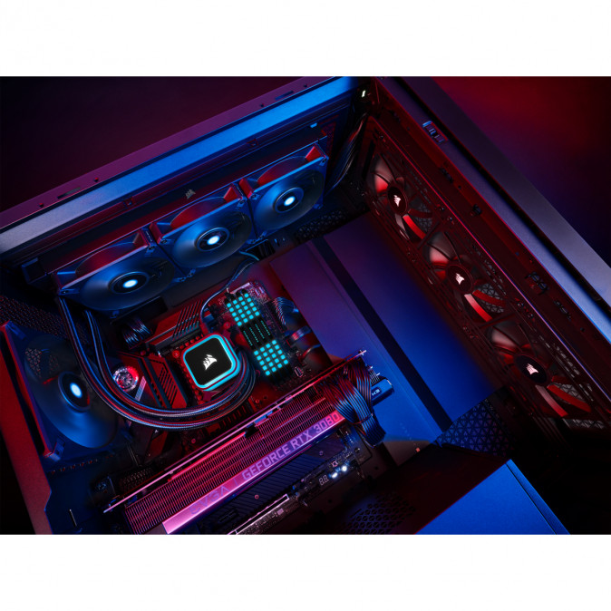 CORSAIR CPU hűtő iCUE H150i RGB ELITE (vízhűtés), 3 Ventilátoros, LGA1700 támogatással. fekete PC