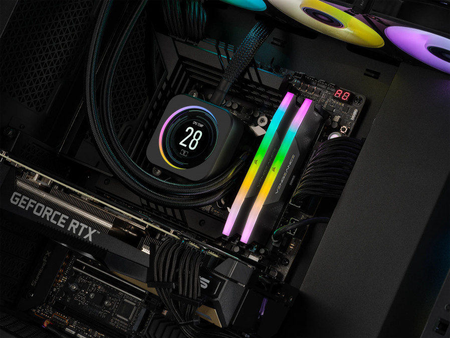 CORSAIR Memória VENGEANCE RGB DDR5 64GB 6000MHz CL38 INTEL (Kit of 2), fekete PC