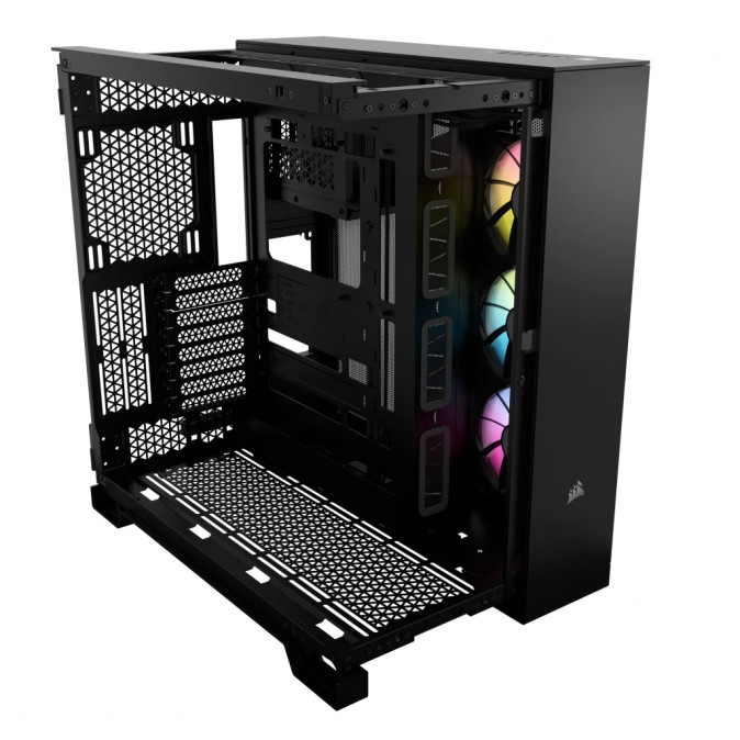 CORSAIR Ház iCUE LINK 6500X RGB, 3x iCUE LINK RX120 RGB Ventilátor, Tápegység nélkül, Edzett Üveg, fekete PC