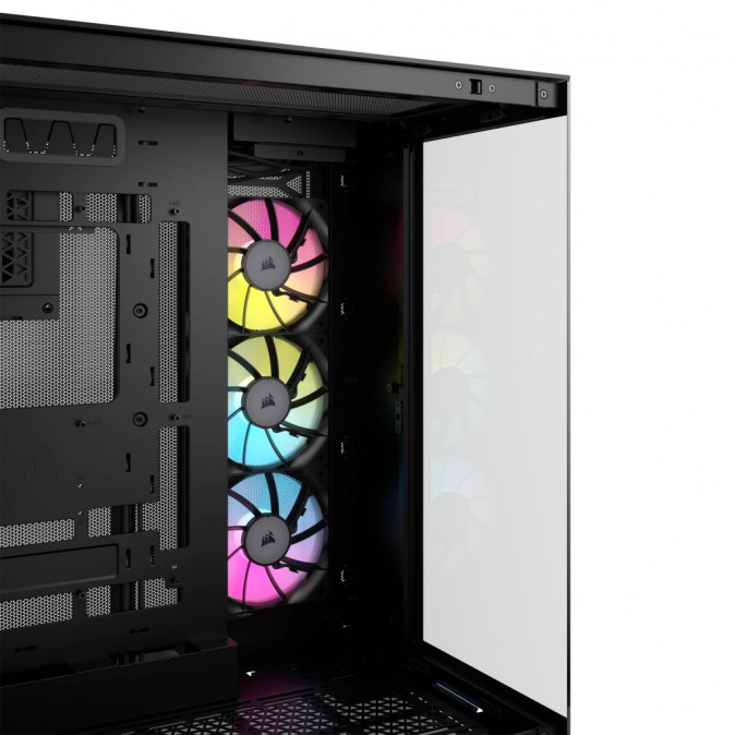 CORSAIR Ház iCUE LINK 6500X RGB, 3x iCUE LINK RX120 RGB Ventilátor, Tápegység nélkül, Edzett Üveg, fekete PC