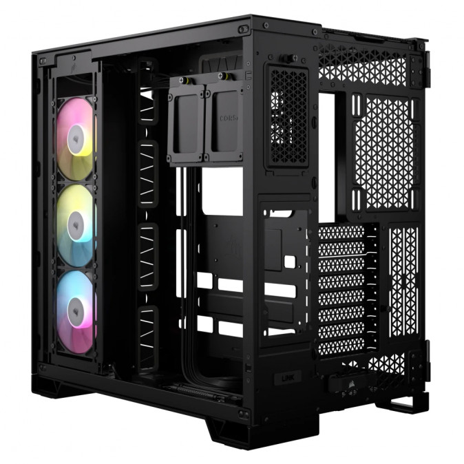 CORSAIR Ház iCUE LINK 6500X RGB, 3x iCUE LINK RX120 RGB Ventilátor, Tápegység nélkül, Edzett Üveg, fekete PC