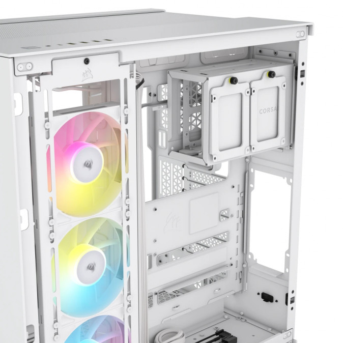 CORSAIR Ház iCUE LINK 6500X RGB, 3x iCUE LINK RX120 RGB Ventilátor, Tápegység nélkül, Edzett Üveg, fehér PC