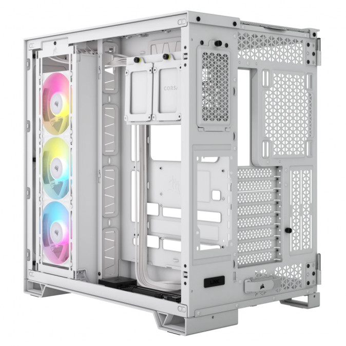 CORSAIR Ház iCUE LINK 6500X RGB, 3x iCUE LINK RX120 RGB Ventilátor, Tápegység nélkül, Edzett Üveg, fehér PC