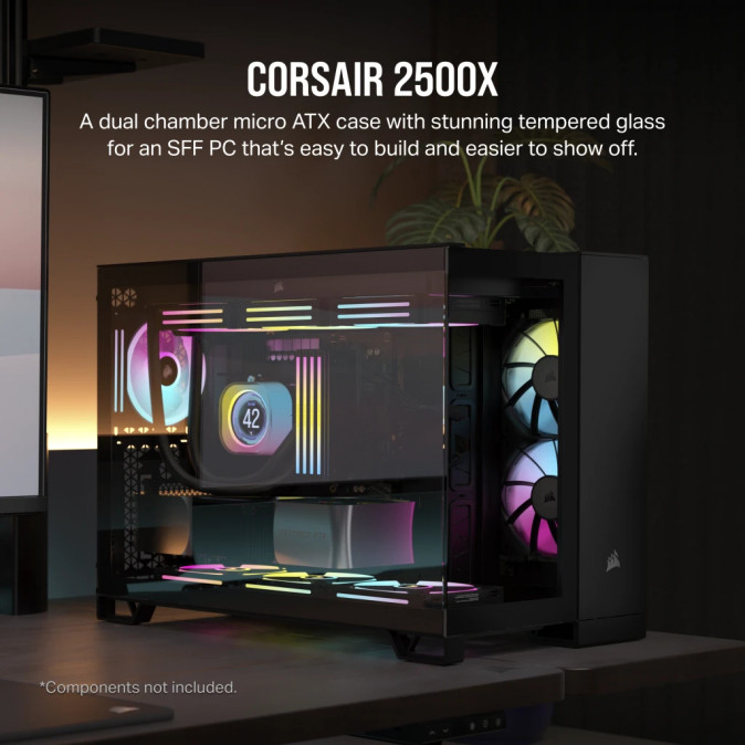 CORSAIR Ház 2500X, Tápegység nélkül, Edzett Üveg, fekete PC